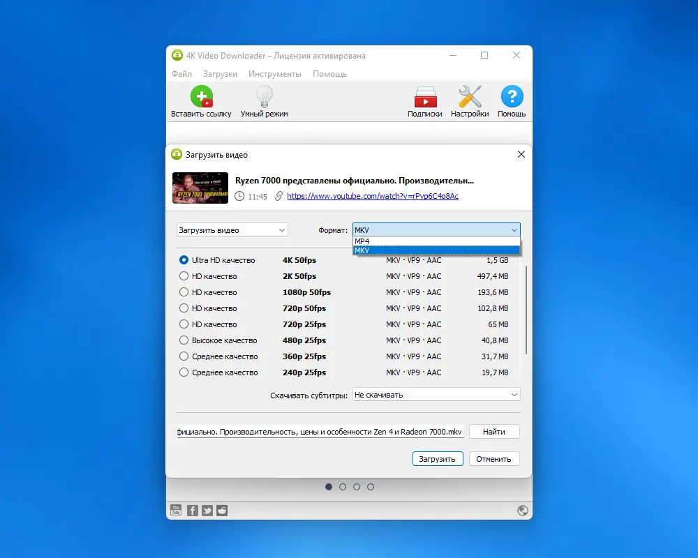 Программный интерфейс 4K Video Downloader 4.21.3.4990 RePack (& Portable) by elchupacabra [Multi Ru]
