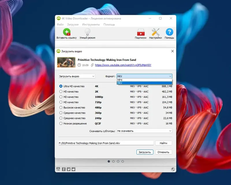 Программный интерфейс 4K Video Downloader 4.21.3.4990 RePack (& Portable) by TryRooM [Multi Ru]