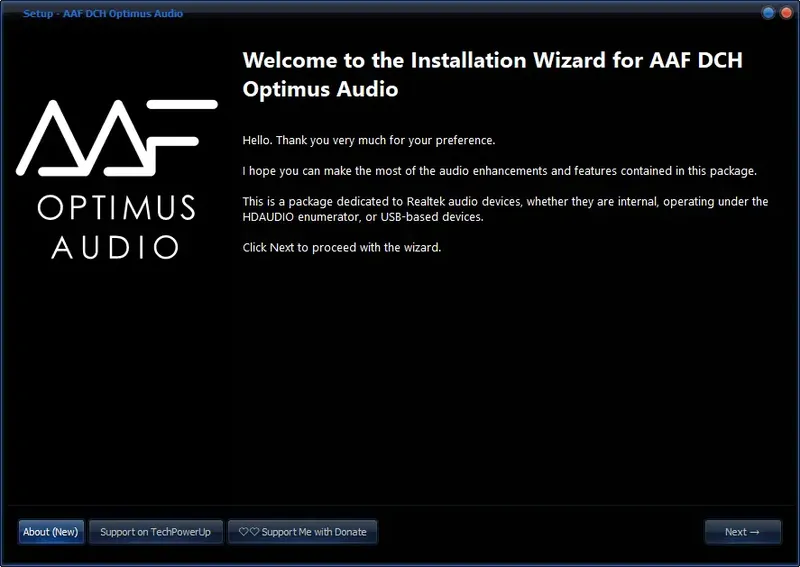 Программный интерфейс AAF DCH Optimus Audio 10.11.2347.9452 Realtek Mod by AlanFinotty [En]
