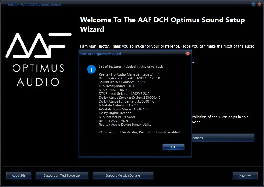 Программный интерфейс AAF DCH Optimus Sound 6.0.9200.1 Realtek Mod by AlanFinotty [En]