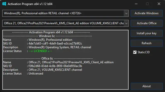 Программный интерфейс Activation Program 1.12 b04 Portable by Ratiborus [En]