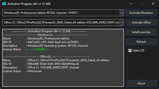 Программный интерфейс Activation Program 1.12 b06 Portable by Ratiborus [En]