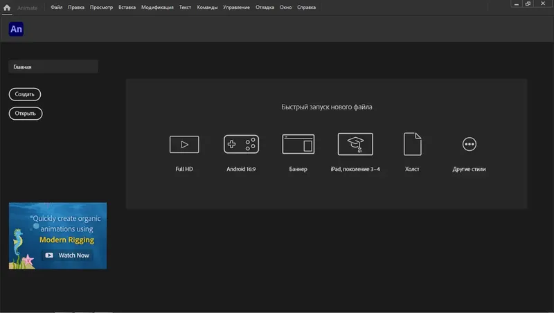 Программный интерфейс Adobe Animate 2022 22.0.7.214 RePack by KpoJIuK [Multi Ru]
