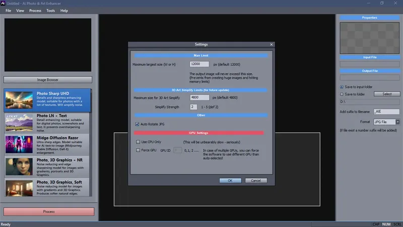 Программный интерфейс AI Photo & Art Enhancer 1.5.01 (x64) Portable by zeka.k [En]