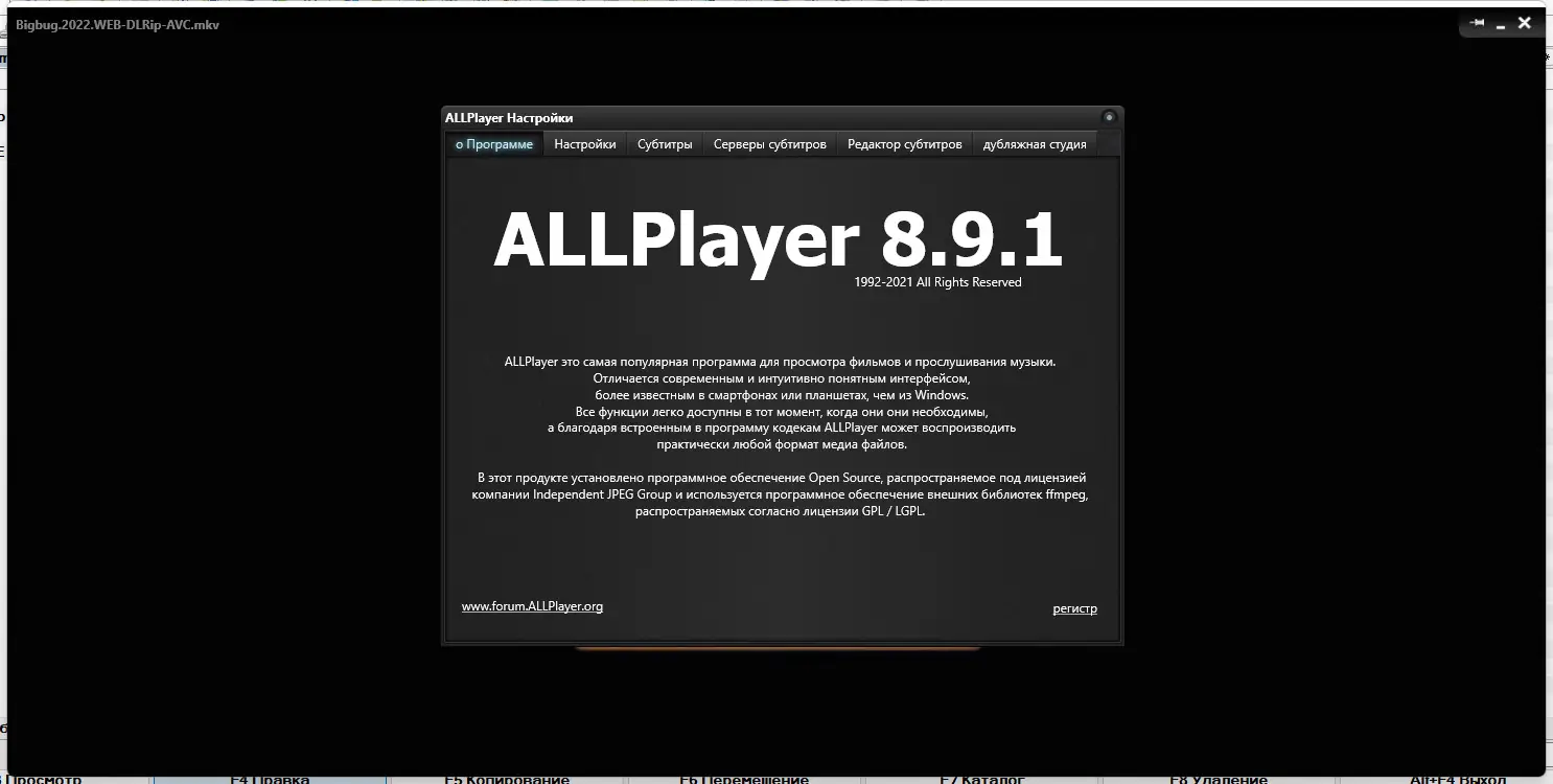 Программный интерфейс AllPlayer 8.9.3 (2022) PC