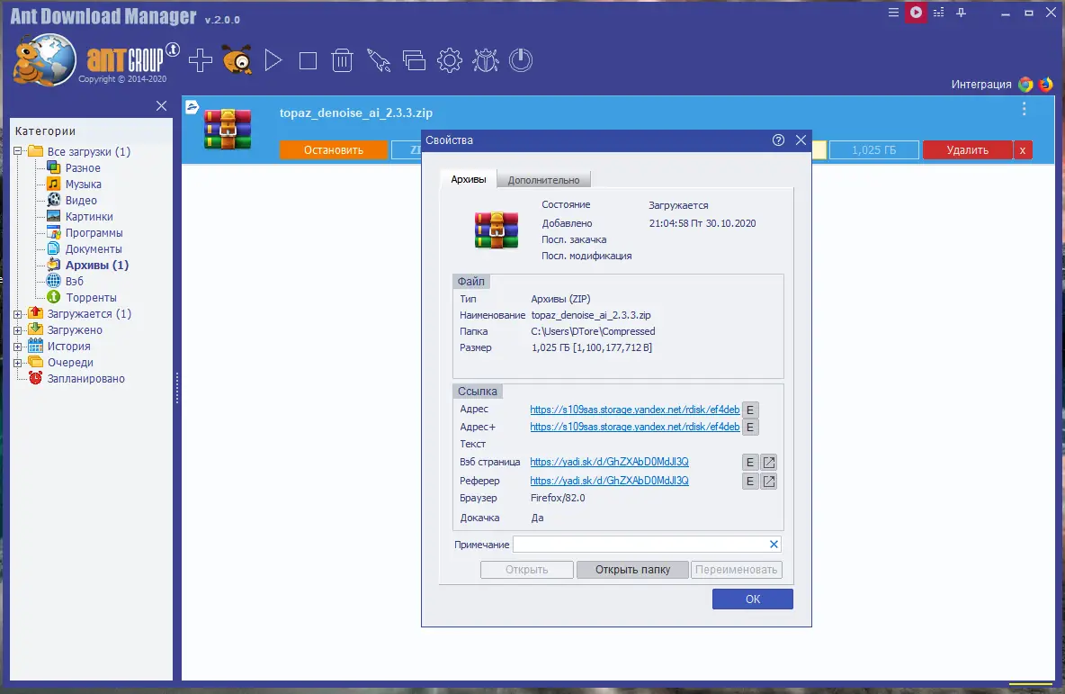 Программный интерфейс Ant Download Manager PRO 2.2.0 Build 76444 (2021) PC