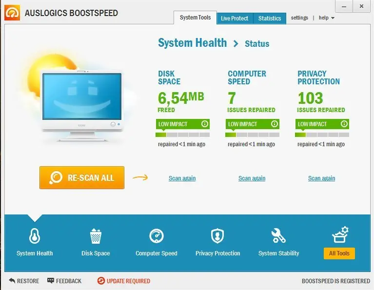Программный интерфейс AusLogics BoostSpeed 6.5.4.0 DC 09.04.2014 [En]