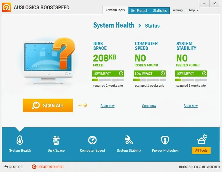 Программный интерфейс AusLogics BoostSpeed 6.5.5.0 (2014) Английский