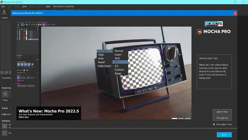 Программный интерфейс Boris FX Mocha Pro 2022 9.5.2 Build 9 RePack by KpoJIuK [En]