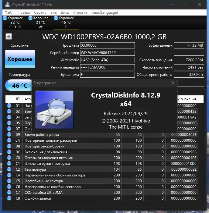 Программный интерфейс CrystalDiskInfo 8.12.9 RePack (& Portable) by elchupacabra [Multi Ru]