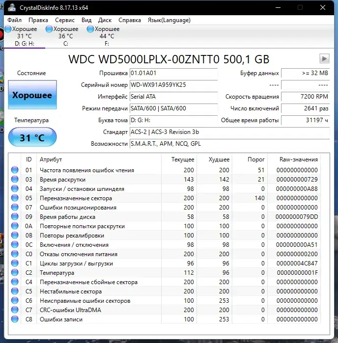 Программный интерфейс CrystalDiskInfo 8.17.13 RePack (& Portable) by elchupacabra [Multi Ru]