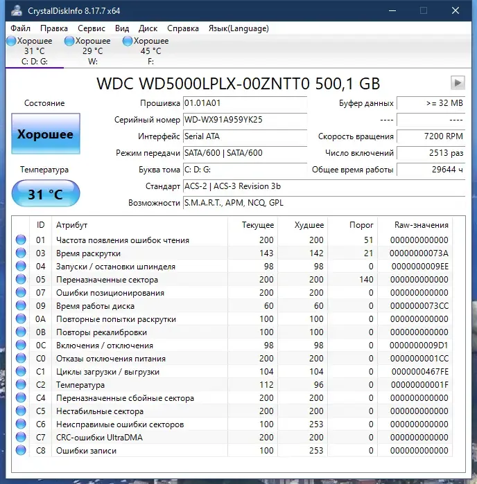 Программный интерфейс CrystalDiskInfo 8.17.7 RePack (& Portable) by elchupacabra [Multi Ru]