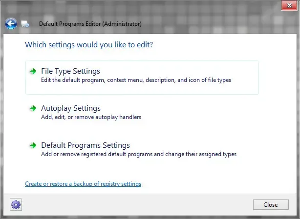 Программный интерфейс Default Programs Editor 2.7.2675.2253 Portable [En]