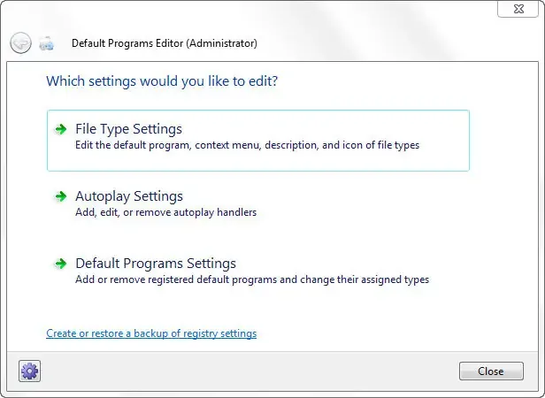 Программный интерфейс Default Programs Editor 2.7.2676.2142 Portable [En]