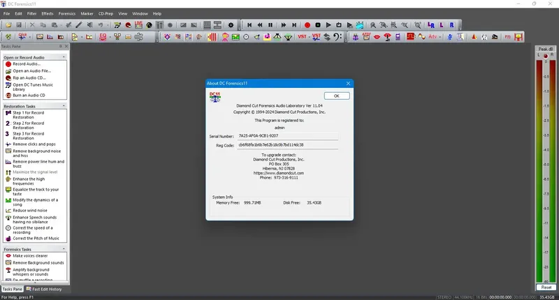 Программный интерфейс Diamond Cut Forensics Audio Laboratory 11.04 [En]
