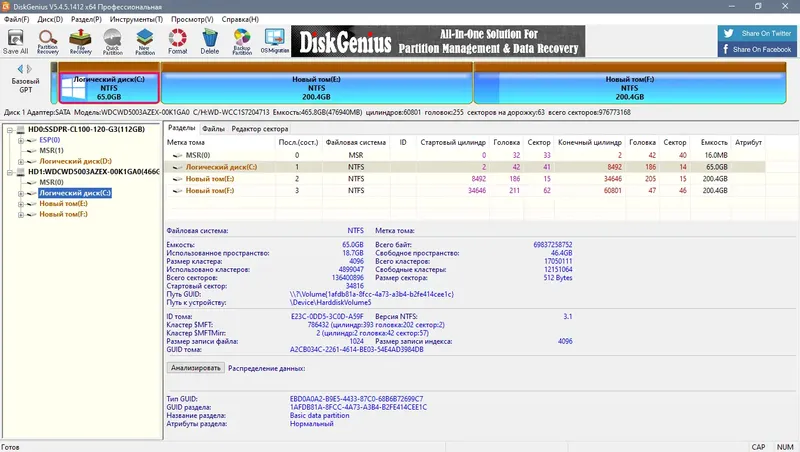 Программный интерфейс DiskGenius Pro 5.4.5.1412 (x64) Portable by zeka.k [Ru En]