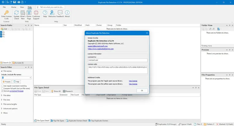Программный интерфейс Duplicate File Detective 7.2.74.0 (x64) Professional Enterprise Site Edition [En]