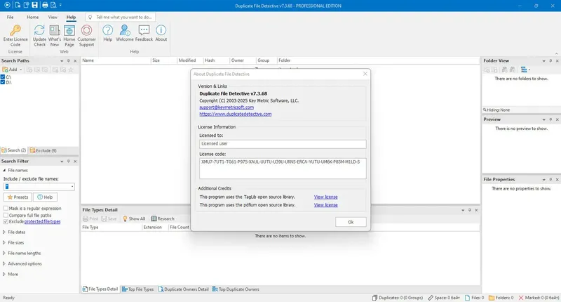 Программный интерфейс Duplicate File Detective 7.3.68.0 (x64) Professional Enterprise Site Edition [En]