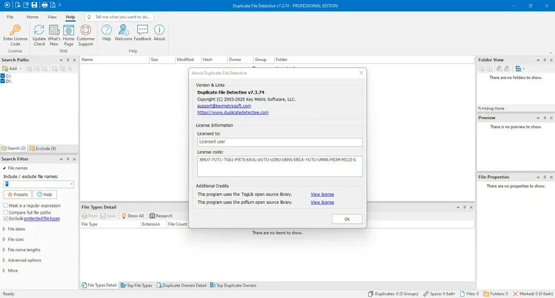 Программный интерфейс Duplicate File Detective 7.3.74.0 (x64) Professional Enterprise Server Edition [En]