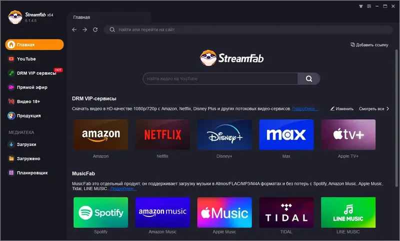 Программный интерфейс DVDFab StreamFab 6.1.4.6 RePack (& Portable) by elchupacabra [Multi Ru]