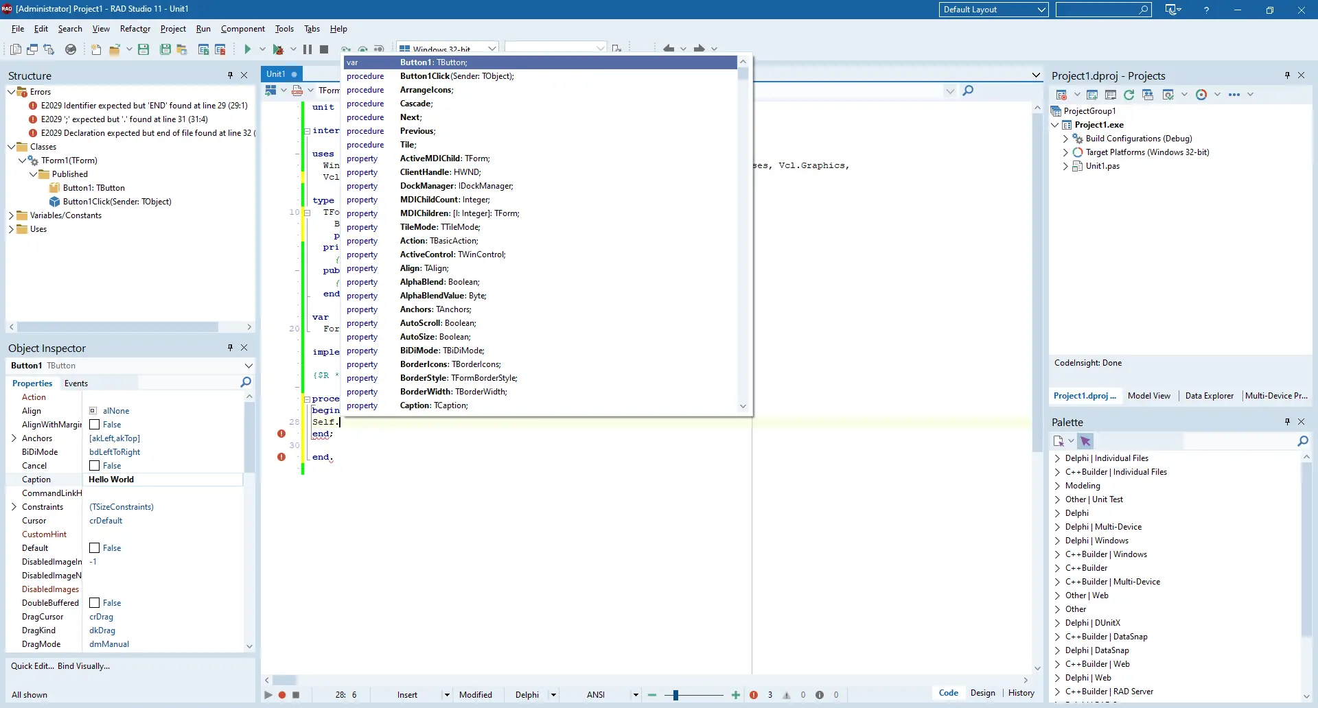Программный интерфейс Embarcadero RAD Studio 11.3 Alexandria 28.0.47991.2819 [En]