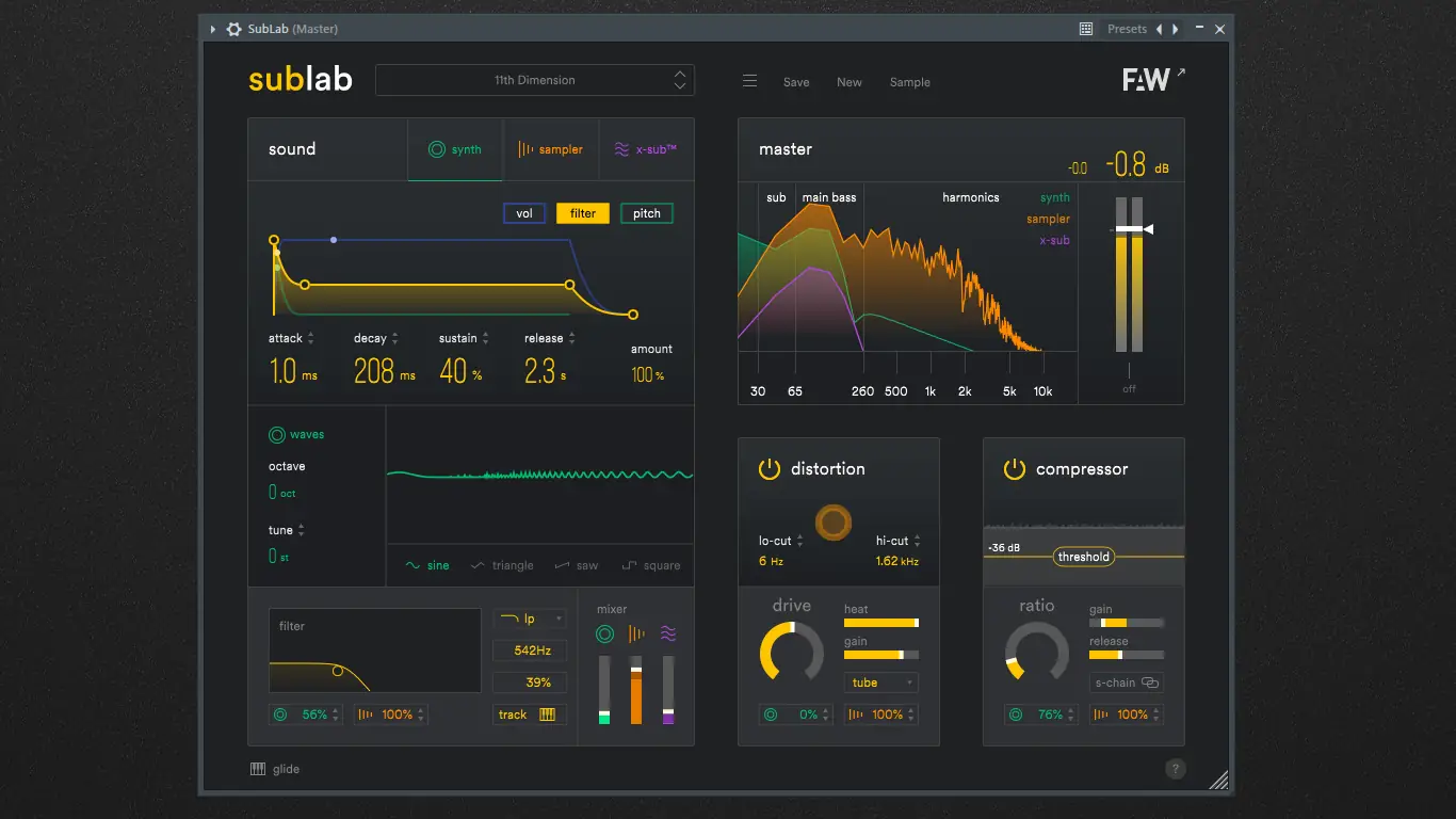 Программный интерфейс FAW SubLab 1.1.8 STANDALONE, VSTi, VSTi3, AAX (x86 x64) [En]