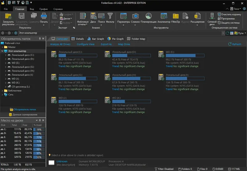 Программный интерфейс FolderSizes Enterprise 9.5.422 (Repack & Portable) by elchupacabra [Ru En]