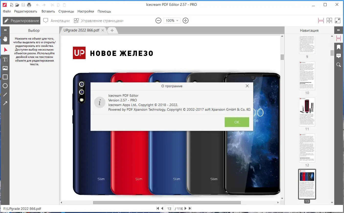 Программный интерфейс Icecream PDF Editor PRO 2.57 RePack (& Portable) by Dodakaedr [Ru En]