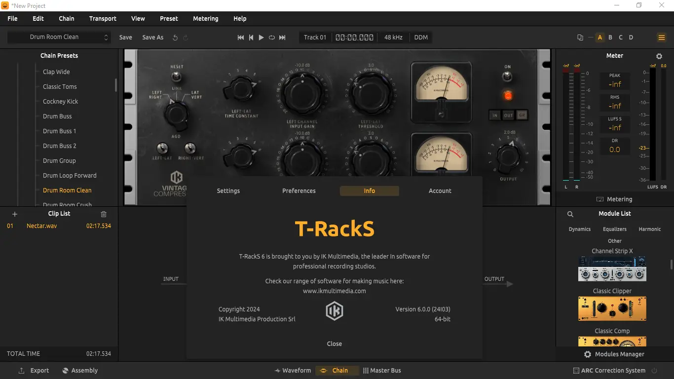 Программный интерфейс IK Multimedia - T-RackS 6 MAX 6.0.0 STANDALONE, VST 3, AAX (x64) [En]