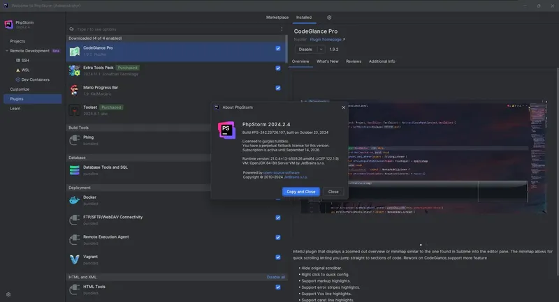 Программный интерфейс JetBrains PhpStorm 2024.2.4 (x64-arm64) Repack by Sitego [En]