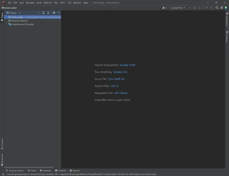 Программный интерфейс JetBrains RubyMine 2023.1