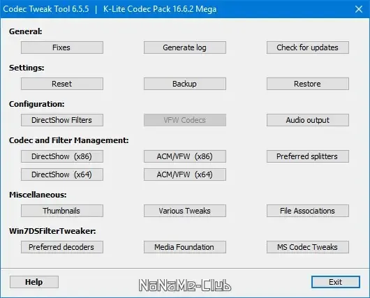 Программный интерфейс K-Lite Codec Pack 16.6.2 Mega Full Standard Basic [En]