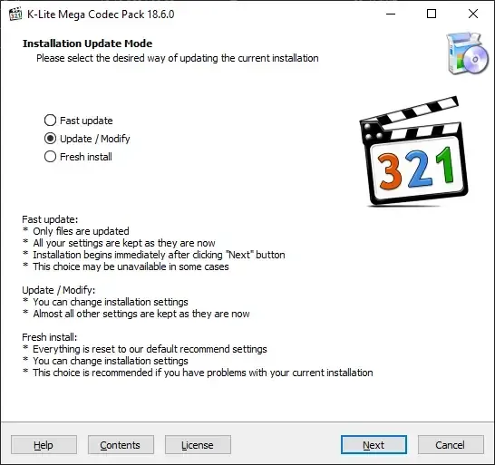 Программный интерфейс K-Lite Codec Pack 18.6.0 Mega Full Standard Basic [En]
