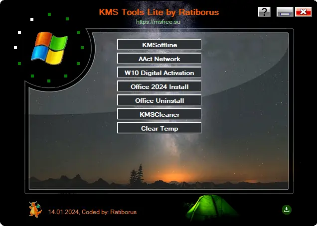 Программный интерфейс KMS Tools Portable by Ratiborus Lite 14.01.2024
