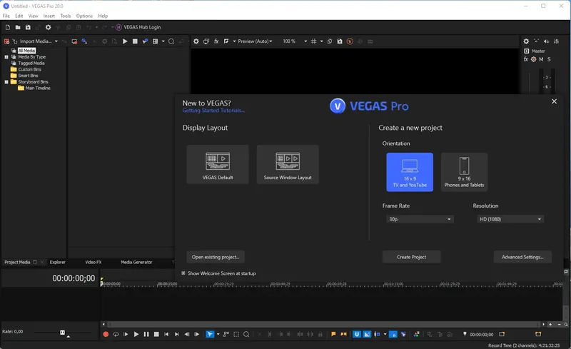 Программный интерфейс MAGIX Vegas Pro 20.0 Build 402 RePack by KpoJIuK [En]