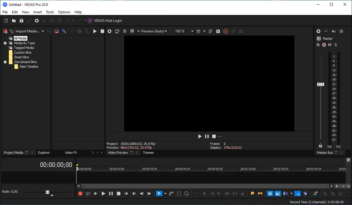 Программный интерфейс MAGIX Vegas Pro 20.0 Build 403 RePack by KpoJIuK [En]