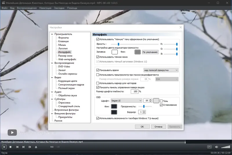 Программный интерфейс Media Player Classic - Black Edition 1.6.8.5 Stable + Portable + Standalone Filters [Multi Ru]