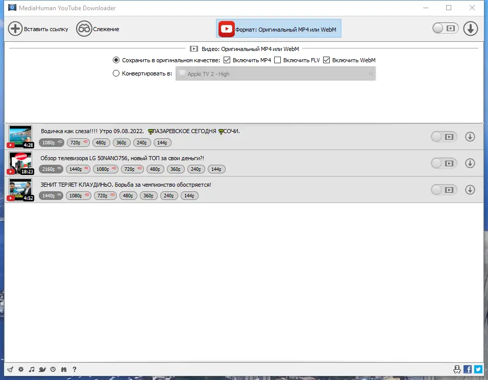 Программный интерфейс MediaHuman YouTube Downloader 3.9.9.74 (0708) RePack (& Portable) by elchupacabra [Multi Ru]