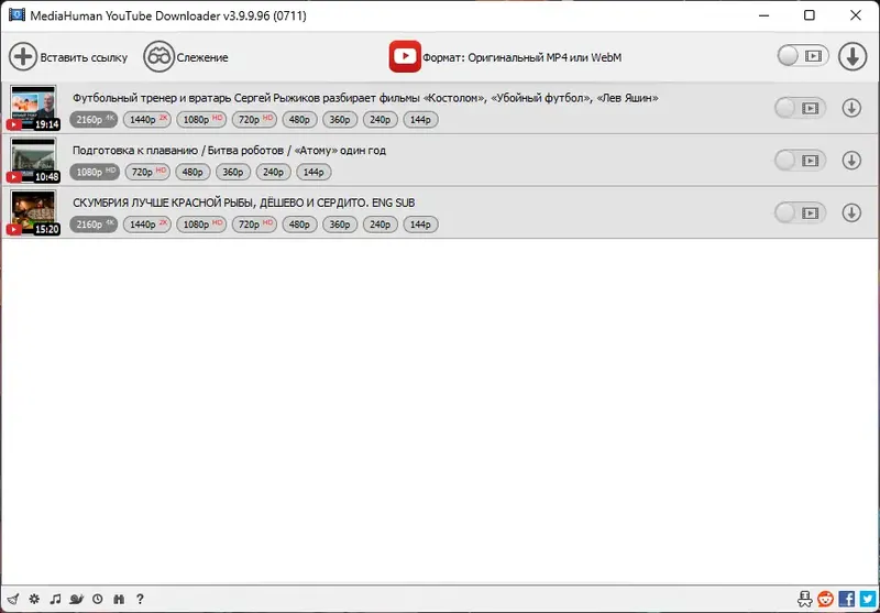 Программный интерфейс MediaHuman YouTube Downloader 3.9.9.96 (0711) RePack (& Portable) by Dodakaedr [Multi Ru]