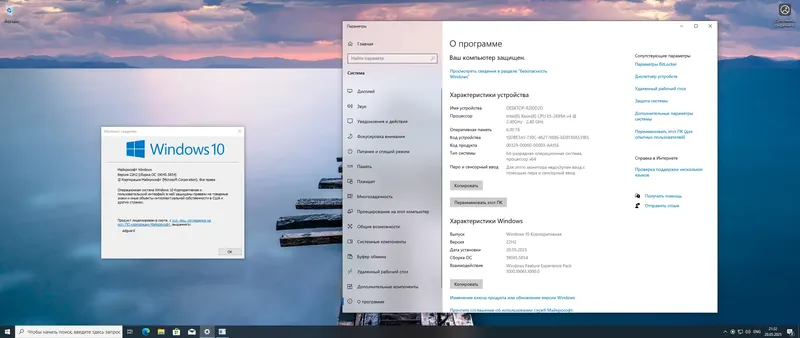 Программный интерфейс Microsoft Windows 10 [10.0.19045.5854], Version 22H2 (Updated May 2025) - Оригинальные образы от Microsoft MSDN [Ru]