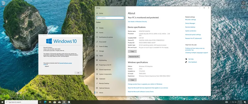 Программный интерфейс Microsoft Windows 10 [10.0.19045.6093], Version 22H2 (Updated July 2025) - Оригинальные образы от Microsoft MSDN [En]