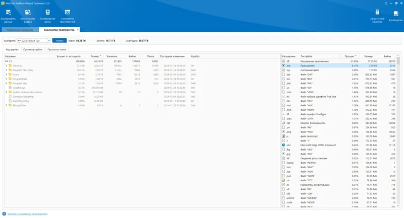 Программный интерфейс MiniTool Partition Wizard Technician 12.9 RePack (& Portable) by elchupacabra [Multi Ru]