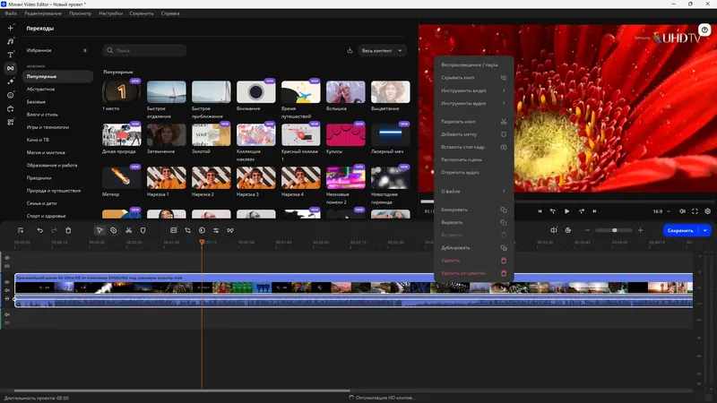 Программный интерфейс Movavi Video Editor 25.2.0 (x64) Portable by 7997 [Multi Ru]