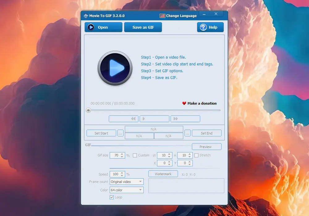 Программный интерфейс Movie To GIF 3.2.0.0 Portable by FC Portables [Multi]