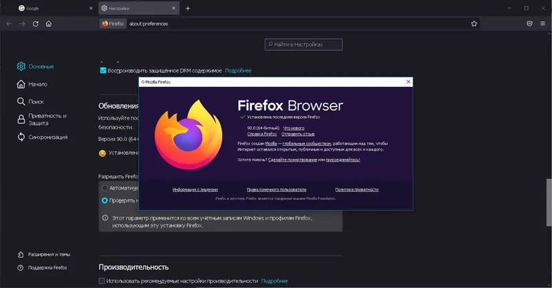 Программный интерфейс Mozilla FireFox 90.0.0.7856 Portable by JolyAnderson [Multi Ru]