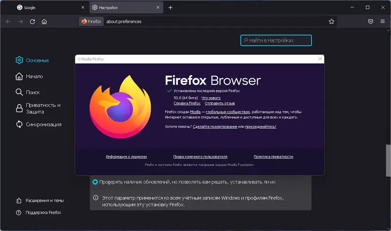 Программный интерфейс Mozilla FireFox 93.0.0.7940 Portable by JolyAnderson [Multi Ru]