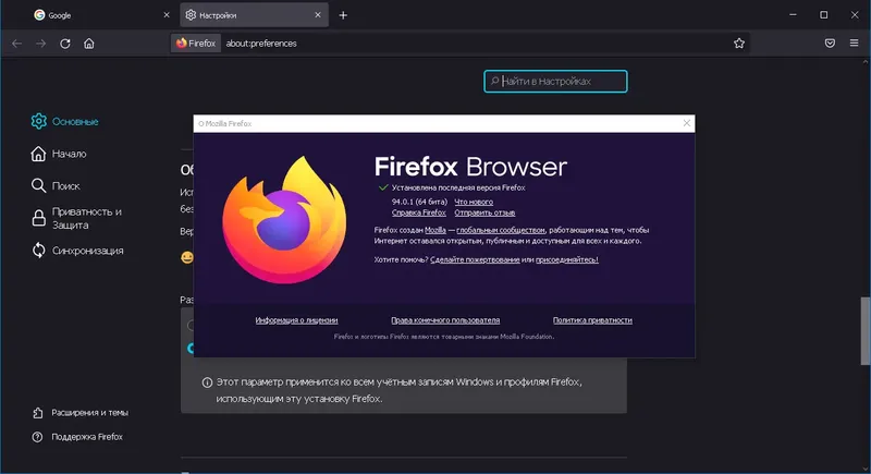 Программный интерфейс Mozilla FireFox 94.0.1.7977 Portable by JolyAnderson [Multi Ru]