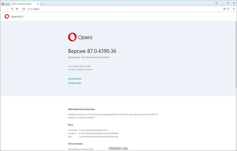 Программный интерфейс Opera 87.0.4390.36 Portable by Cento8 [Ru En]