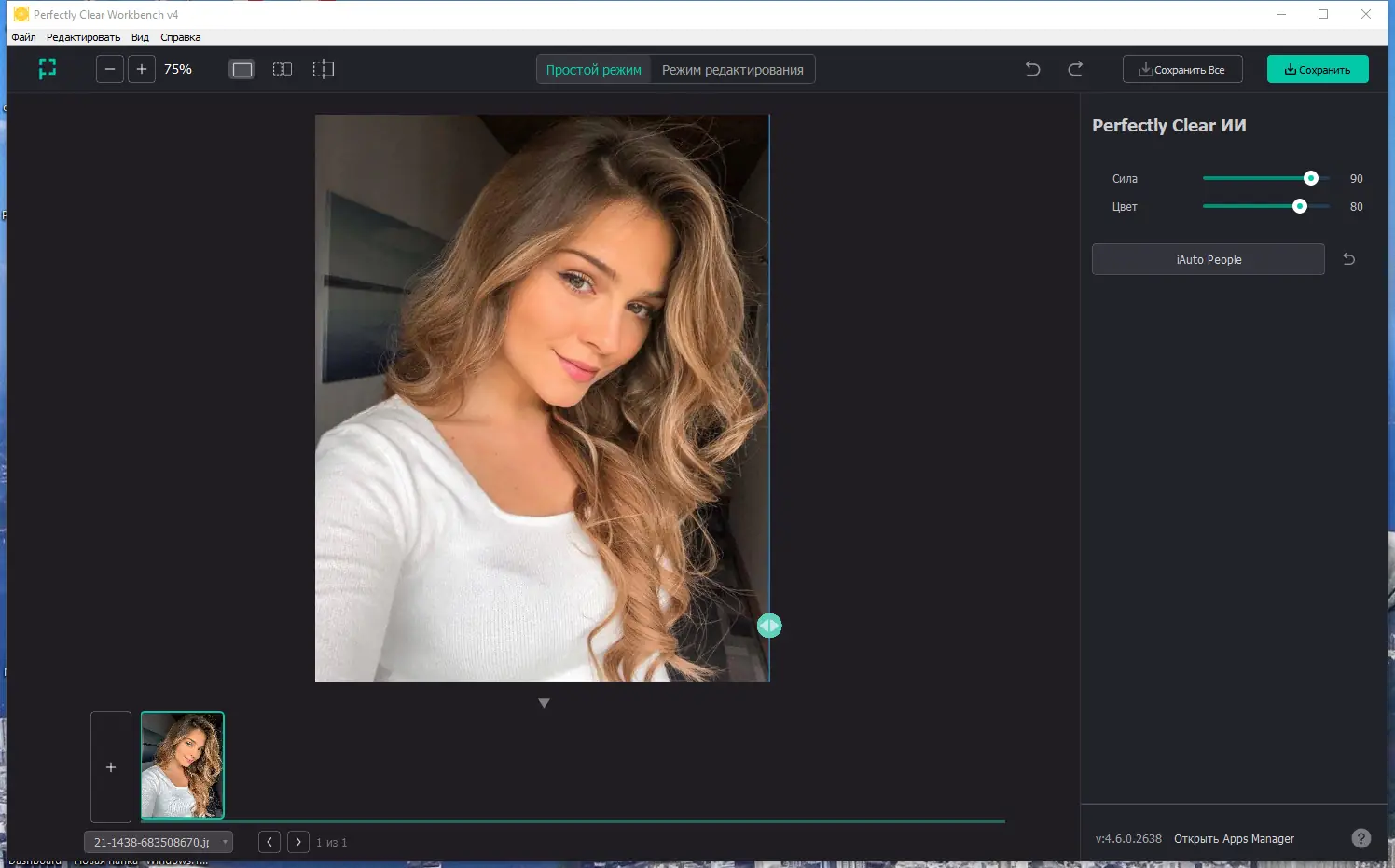 Программный интерфейс Perfectly Clear WorkBench 4.6.0.2638 RePack (& Portable) by elchupacabra [Multi Ru]