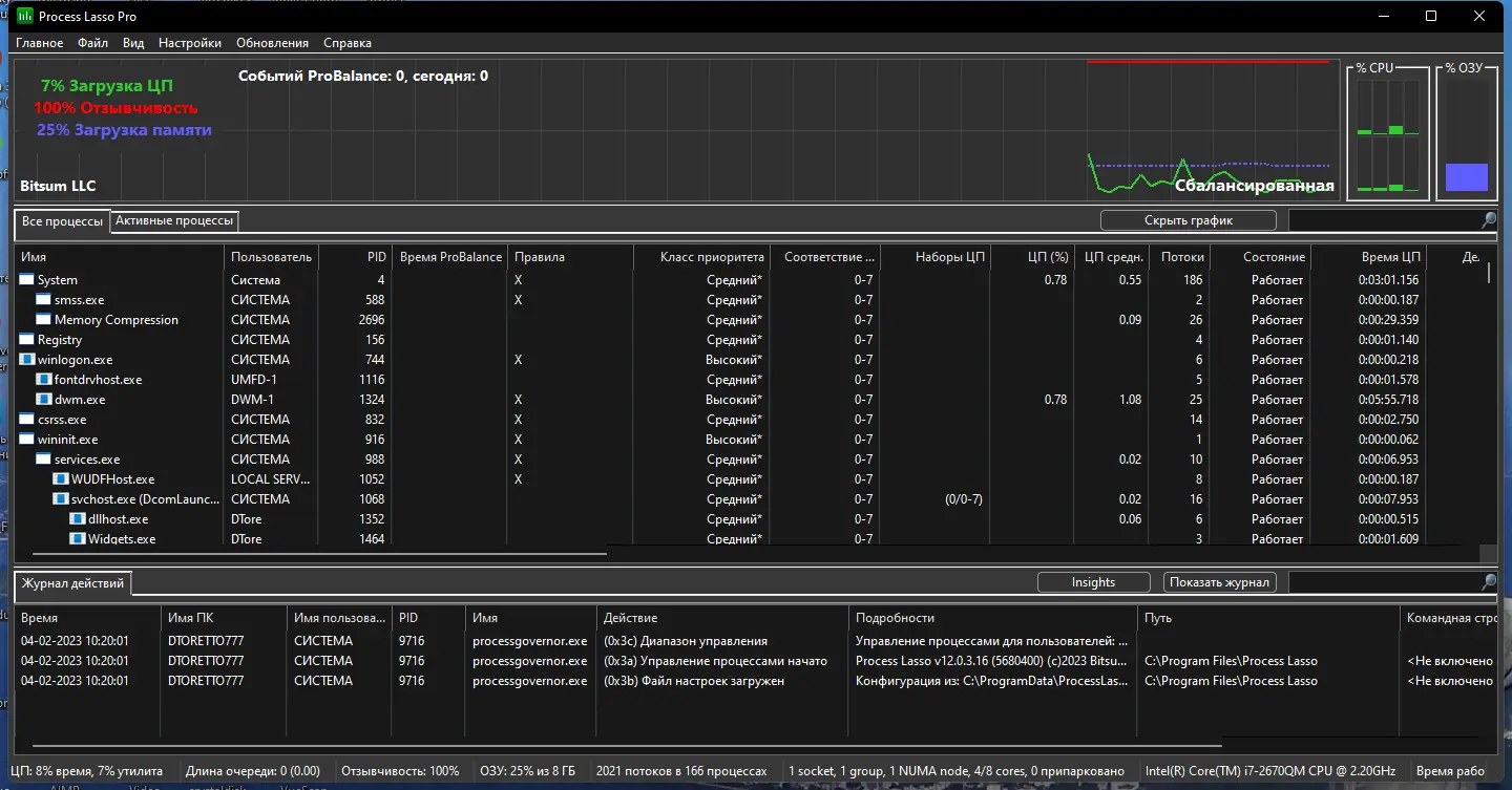 Программный интерфейс Process Lasso Pro 12.0.3.16 RePack (& Portable) by elchupacabra [Multi Ru]
